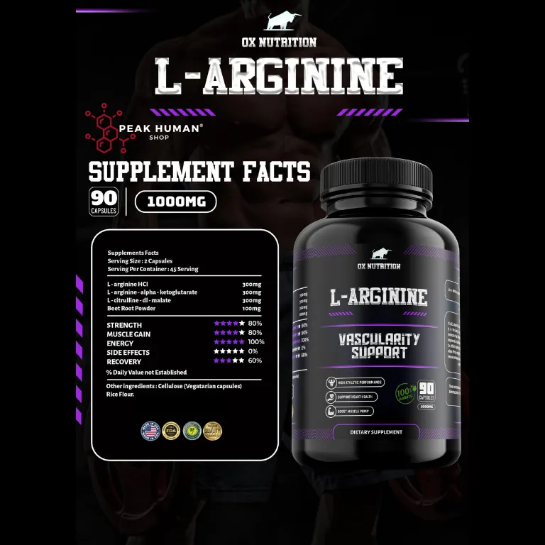 Ox Nutrition L-Arginine 30caps / 90 caps - Image 4